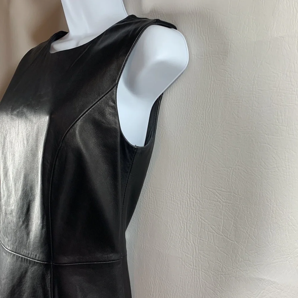 NWT Antonio Melani Luxury Soft Black Leather Sleeveless Dress, 2 - Picture 4 of 10